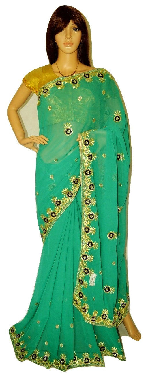 Green Berry Black Silver Colour Party Wear Saree nandikasarees