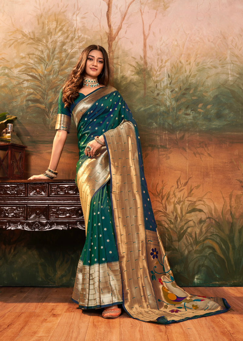 Green Colour Pure Paithani Silk Saree