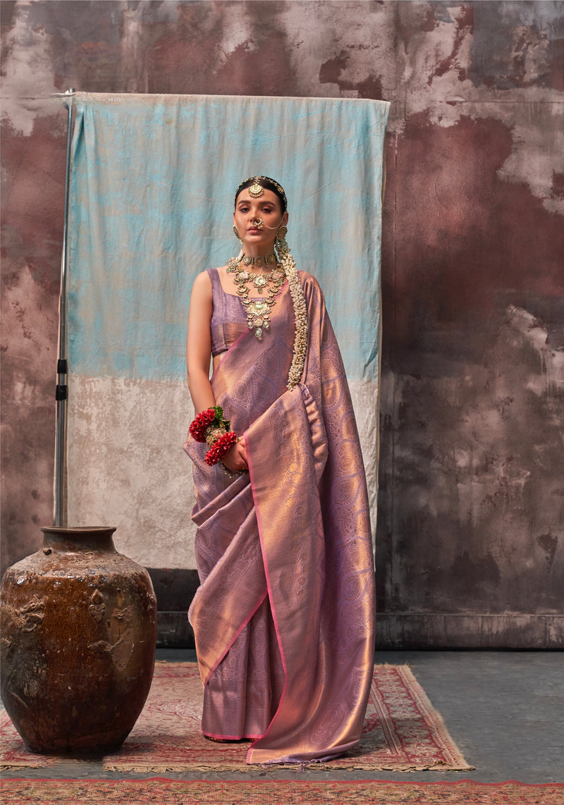 Light Purple Weaved Silk Saree