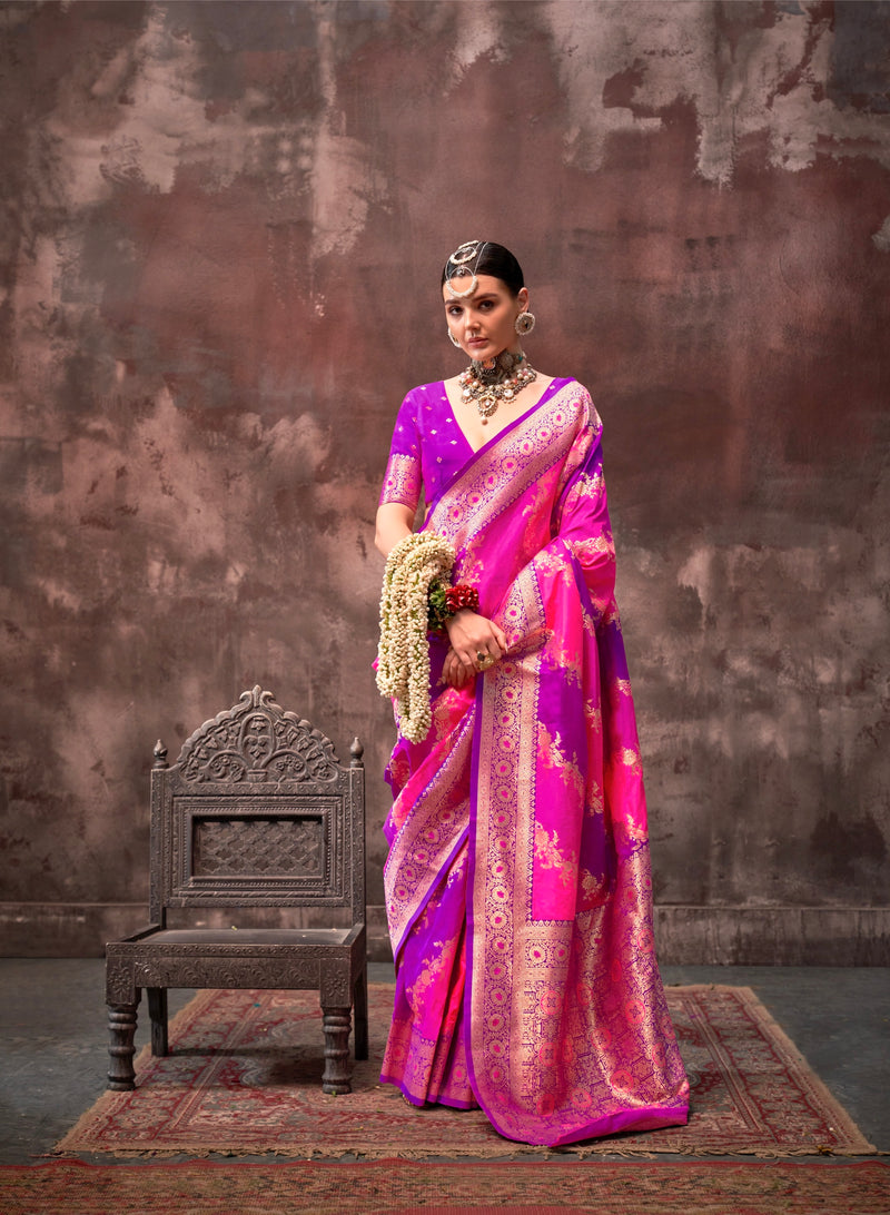 Stunning Wedding Wear Silk Weaving Saree