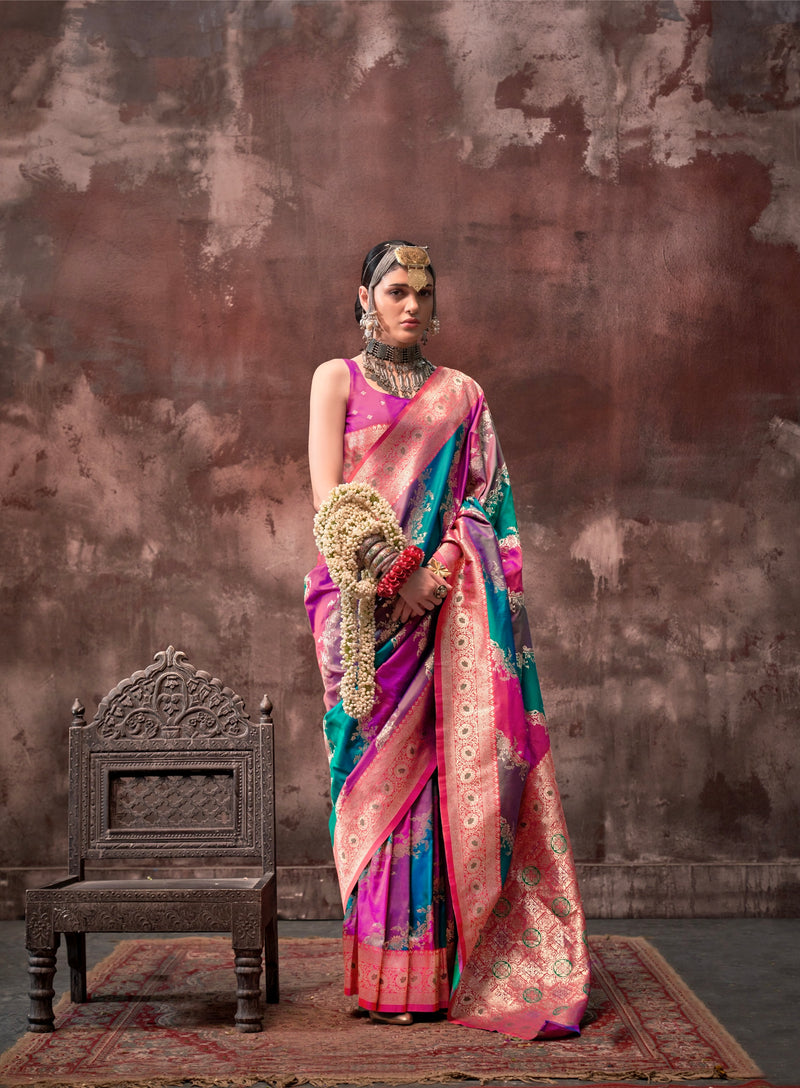 Stunning Wedding Wear Silk Weaving Saree