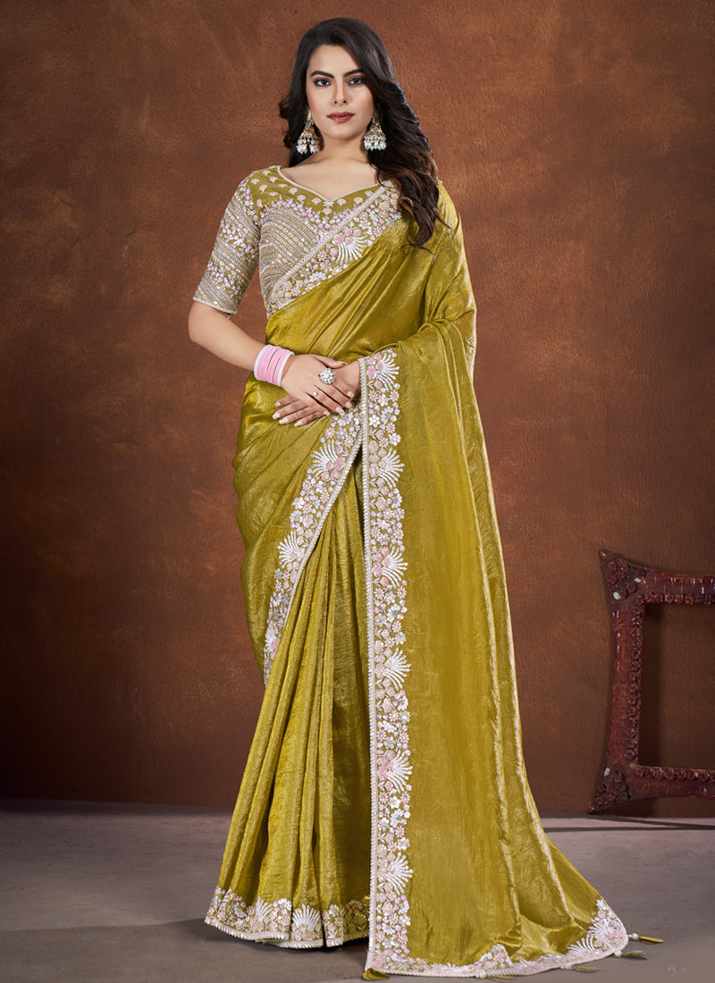 Banarasi Crush Silk Saree With Stitched Blouse