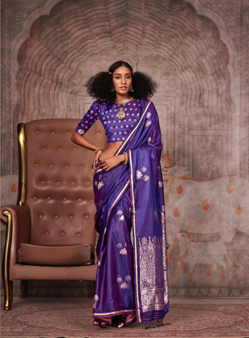 Elegant Handloom Pure Satin Silk Saree