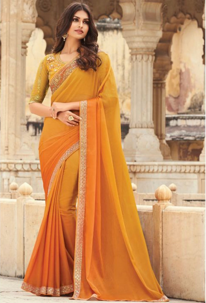 Orange Ombre Designer saree