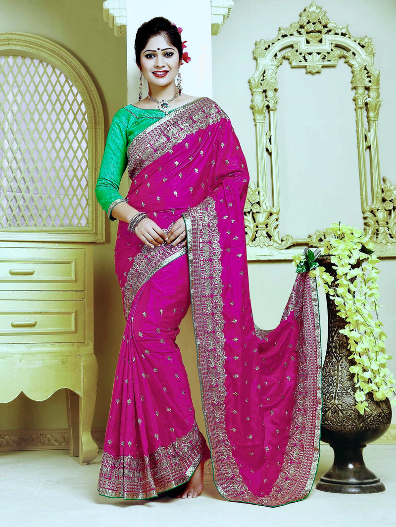 Pink & Green Shivay Silk Designer Saree