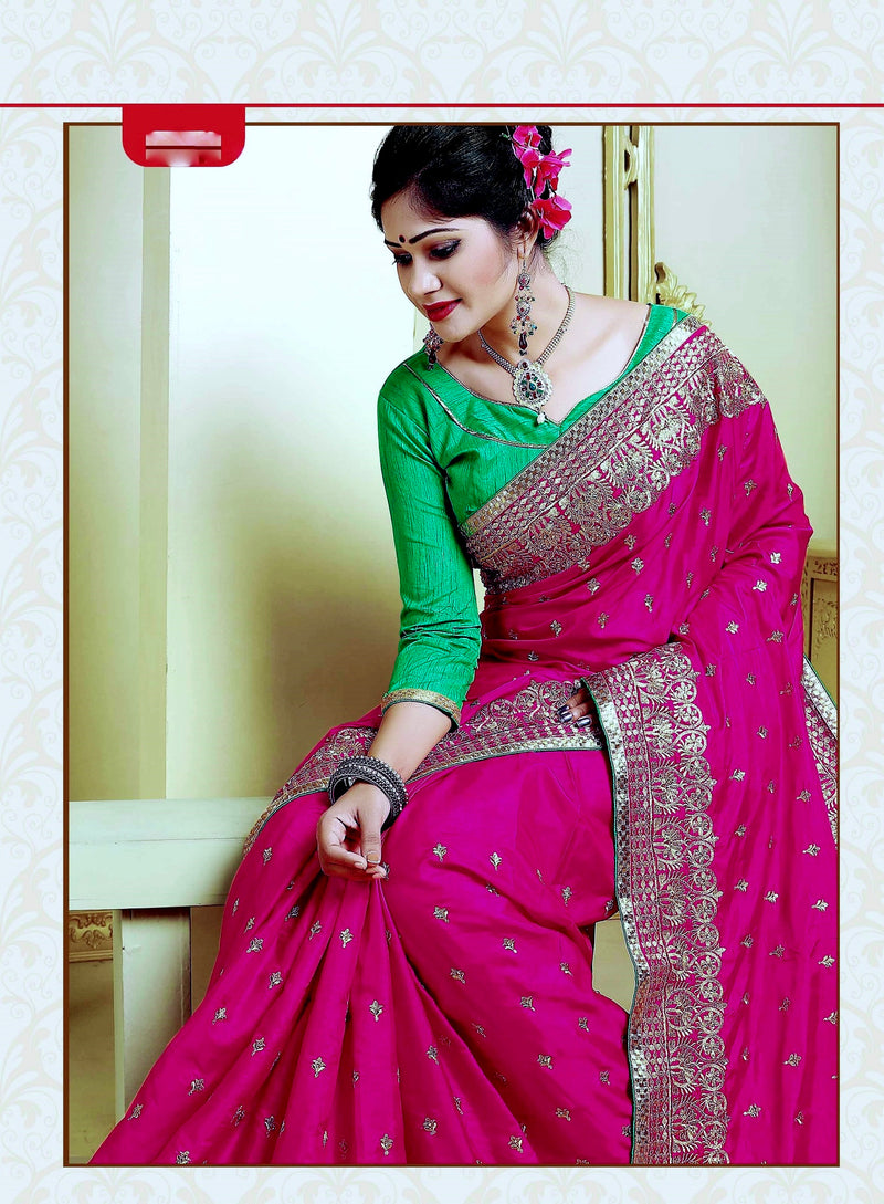 Pink & Green Shivay Silk Designer Saree