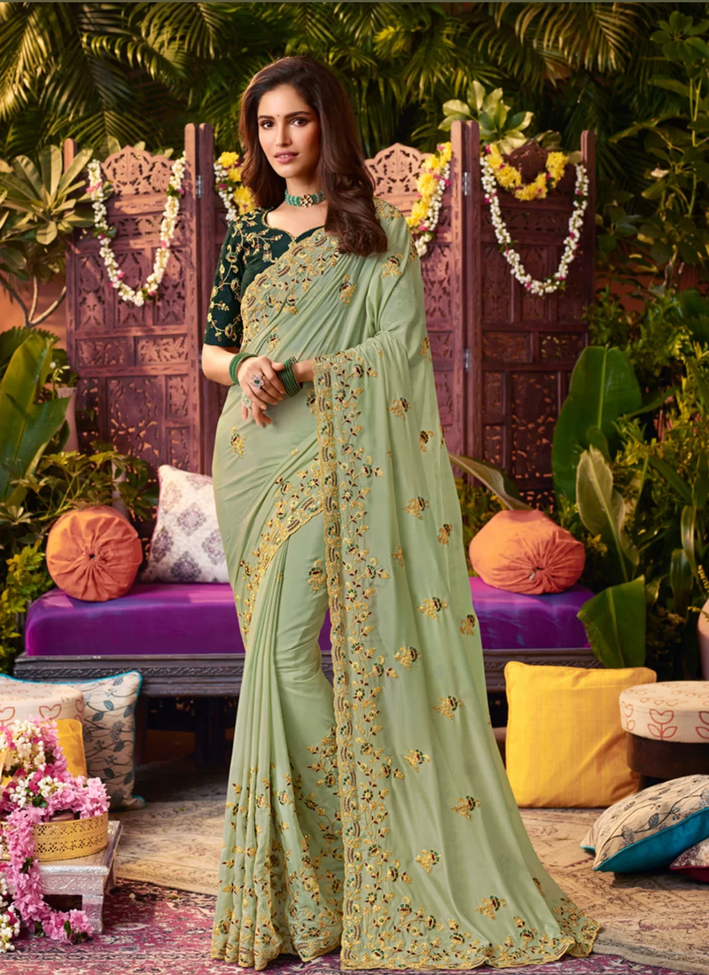 Embroidered Scalloped Designer Saree