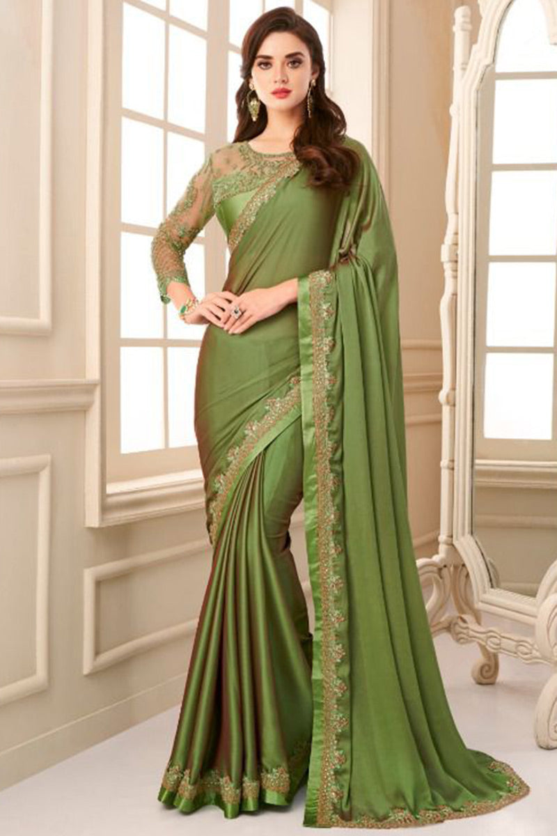 Elegant Satin Chiffon Designer saree