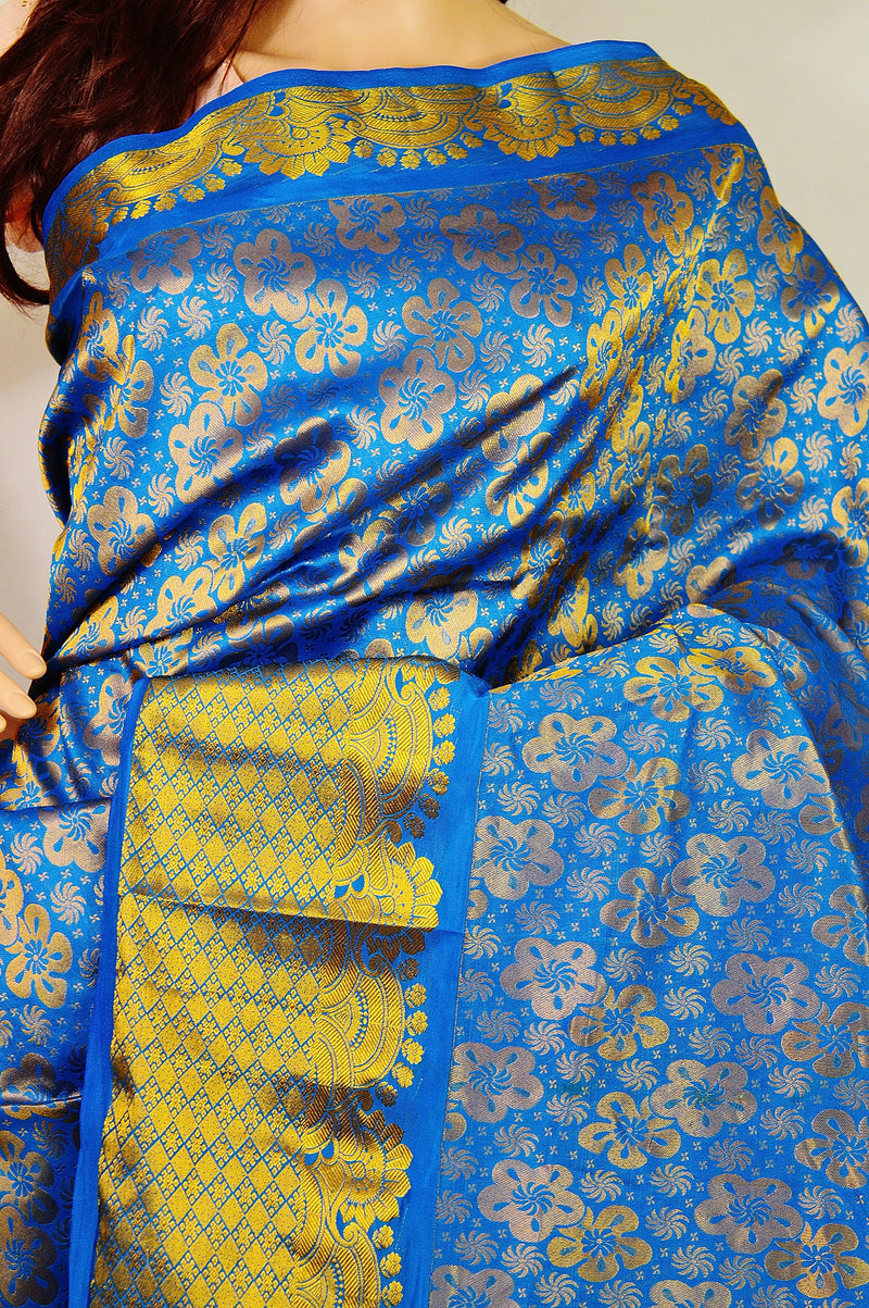 Blue & Gold Kanchipuram Pattu Silk Saree