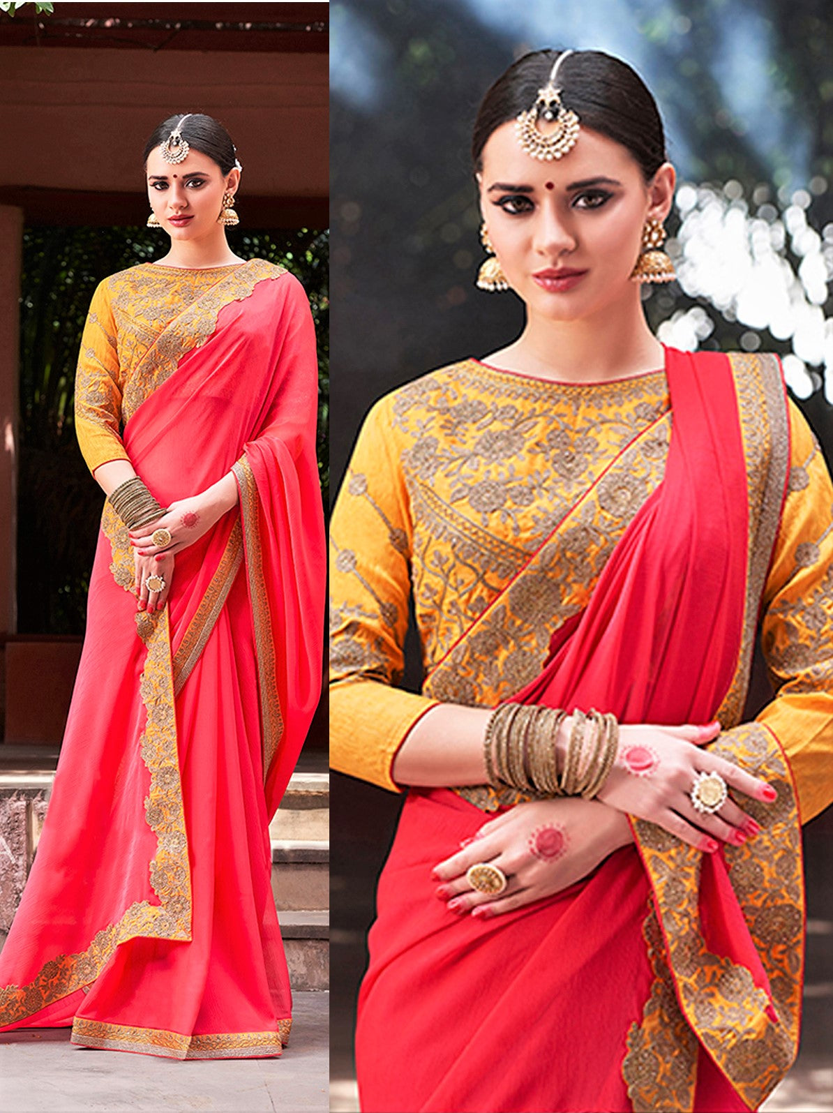 Crimson Colour Chiffon Silk Georgette Saree – nandikasarees.co.uk