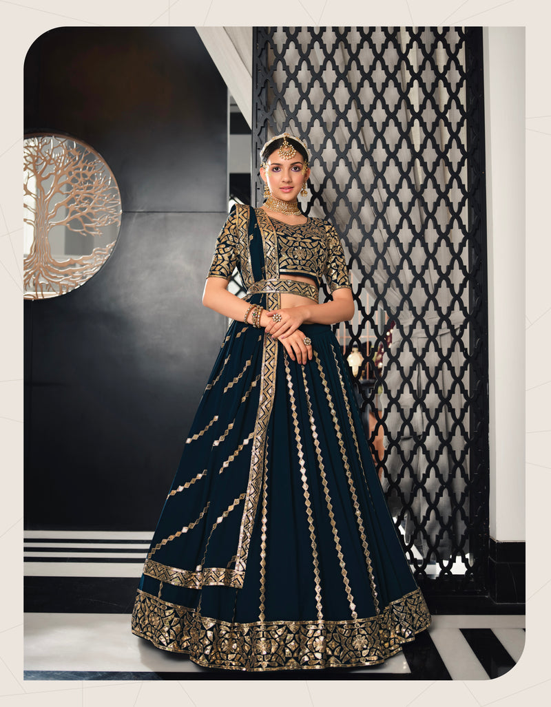 Thread with Sequins Embroidered work Lehenga