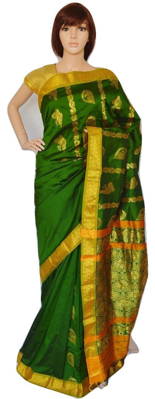 Nice Green & Gold Colour Silk Saree