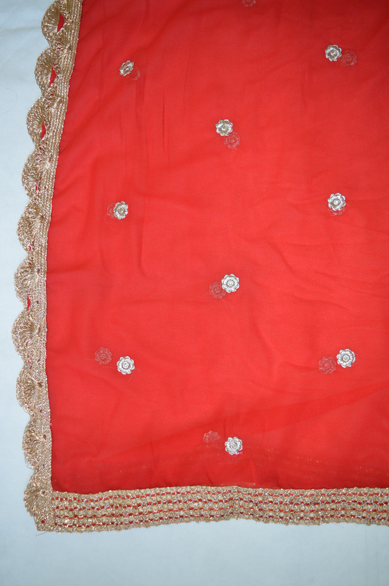 Semi Stitched Red,Blue & Gold Colour  Lehenga