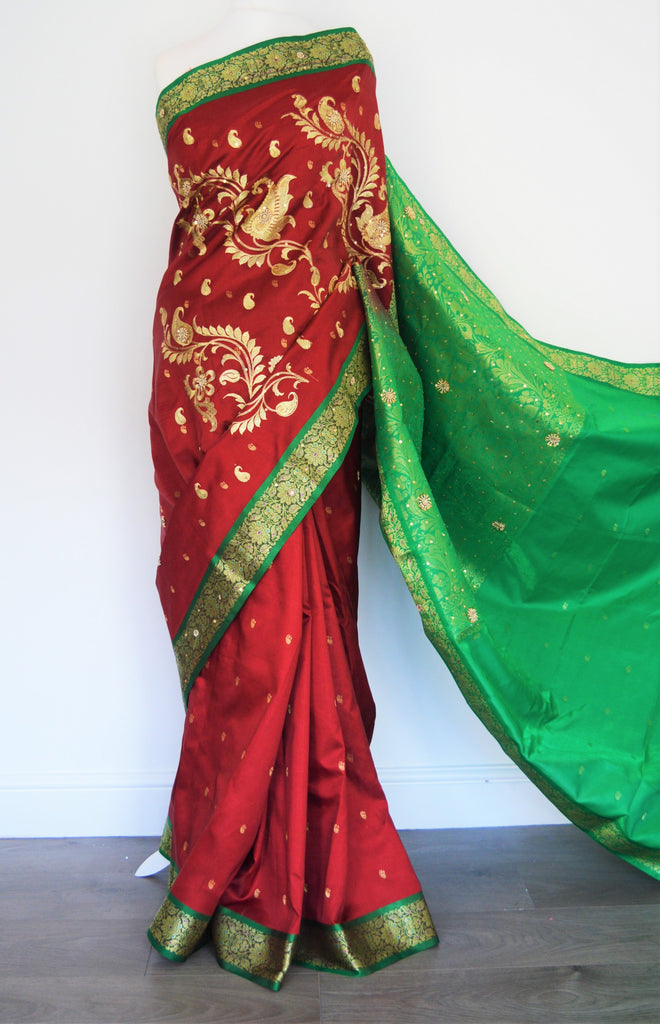 Shop Green Semi Silk Paithani Saree | Paithanistore